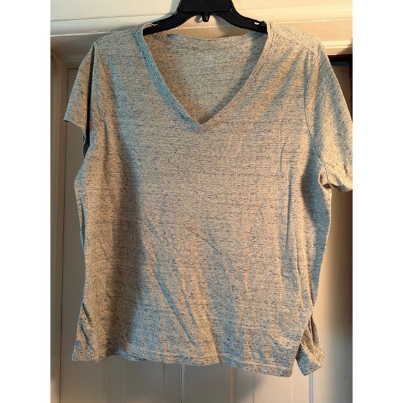 Falls Creek Tops - Falls Creek Womens 2X Gray Heathered V-Neck Short Sleeve T-Shirt Space Dye Tee